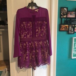 Gianna Bini bright purple lace romper